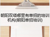 朝阳双塔哪里有单招的培训机构(朝阳单招培训)