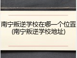 南宁叛逆学校在哪一个位置(南宁叛逆学校地址)