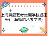 上海舞蹈艺考集训学校哪里好(上海舞蹈艺考学校)