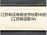 江苏有没有叛逆学校职中的(江苏叛逆职中)