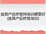 宜昌产后修复师培训哪里好(宜昌产后修复培训)