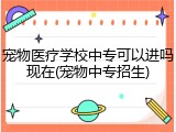 宠物医疗学校中专可以进吗现在(宠物中专招生)