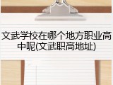 文武学校在哪个地方职业高中呢(文武职高地址)