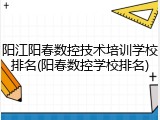 阳江阳春数控技术培训学校排名(阳春数控学校排名)