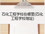 石化工程学校在哪里(石化工程学校地址)
