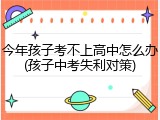 今年孩子考不上高中怎么办(孩子中考失利对策)