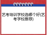 艺考培训学校选哪个好(艺考学校推荐)