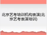 北京艺考培训机构表演(北京艺考表演培训)