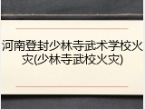 河南登封少林寺武术学校火灾(少林寺武校火灾)