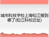 城市科技学校上海松江搬到哪了(松江科校迁址)