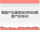 鹤壁产后康复培训机构(鹤壁产后培训)