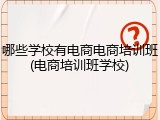 哪些学校有电商电商培训班(电商培训班学校)