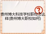贵州博大科技学校职校怎么样(贵州博大职校如何)