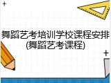 舞蹈艺考培训学校课程安排(舞蹈艺考课程)
