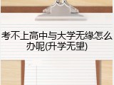 考不上高中与大学无缘怎么办呢(升学无望)