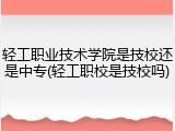 轻工职业技术学院是技校还是中专(轻工职校是技校吗)