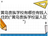 黄岛贵族学校有哪些有钱人住的("黄岛贵族学校富人区")