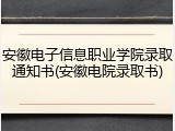 安徽电子信息职业学院录取通知书(安徽电院录取书)