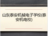 山东泰安机械电子学校(泰安机电校)