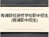 青浦财经进修学校职中招生(青浦职中招生)