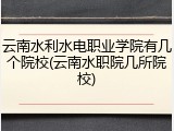 云南水利水电职业学院有几个院校(云南水职院几所院校)