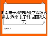 湖南电子科技职业学院怎么进去(湖南电子科技职院入学)