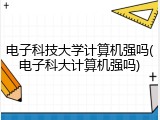 电子科技大学计算机强吗(电子科大计算机强吗)