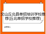 文山丘北县单招培训学校推荐(丘北单招学校推荐)