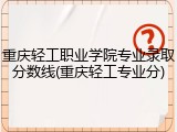 重庆轻工职业学院专业录取分数线(重庆轻工专业分)