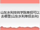 山东水利技师学院单招可以去哪里(山东水利单招去向)