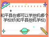 和平县在哪可以学挖机哪个学校好(和平县挖机学校)