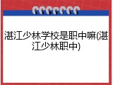 湛江少林学校是职中嘛(湛江少林职中)