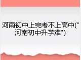 河南初中上完考不上高中("河南初中升学难")