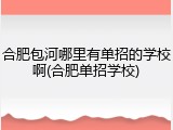 合肥包河哪里有单招的学校啊(合肥单招学校)