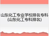 山东化工专业学校排名专科(山东化工专科排名)