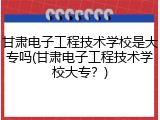 甘肃电子工程技术学校是大专吗(甘肃电子工程技术学校大专？)
