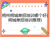 朔州朔城单招培训哪个好(朔城单招培训推荐)