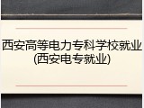 西安高等电力专科学校就业(西安电专就业)