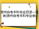 贵州自考本科专业目录一览表(贵州自考本科专业表)