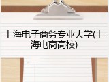 上海电子商务专业大学(上海电商高校)