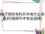 电子商务专科升本考什么专业好(电商升本专业选择)