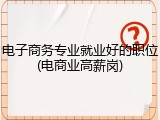 电子商务专业就业好的职位(电商业高薪岗)