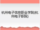 杭州电子信息职业学院(杭州电子职院)
