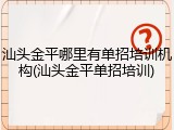 汕头金平哪里有单招培训机构(汕头金平单招培训)