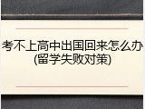 考不上高中出国回来怎么办(留学失败对策)