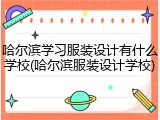 哈尔滨学习服装设计有什么学校(哈尔滨服装设计学校)