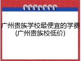 广州贵族学校最便宜的学费(广州贵族校低价)