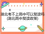 湖北考不上高中可以复读吗(湖北高中复读政策)