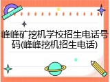 峰峰矿挖机学校招生电话号码(峰峰挖机招生电话)