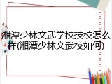 湘潭少林文武学校技校怎么样(湘潭少林文武校如何)